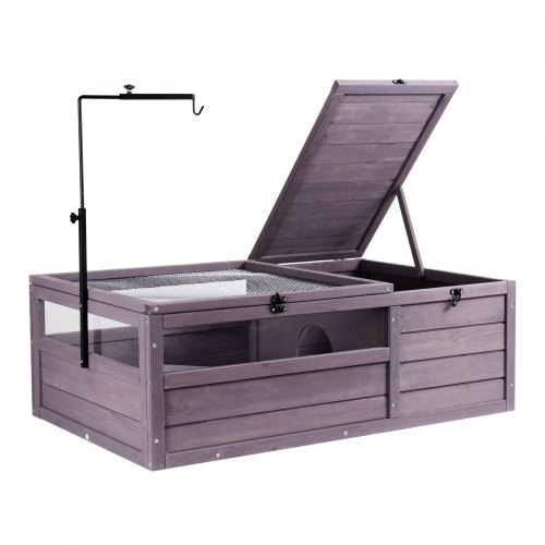 

VEVOR Maison pour Tortues, Habitat pour Tortues Intérieur Extérieur, Enclos en Bois pour Tortues avec Support Lampe Réglable, Cage pour Reptiles, Petits Animaux, Gecko, Lézard, Serpent, 96,5x61x33 cm