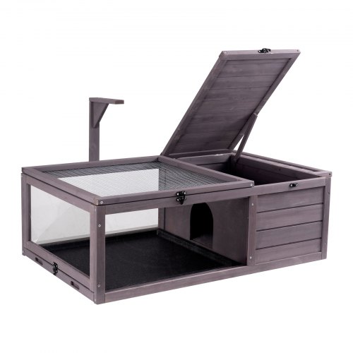 

VEVOR Maison pour Tortues, Habitat pour Tortues Intérieur Extérieur, Enclos Bois pour Tortues avec Support Éclairage Suspendu, Cage pour Reptiles, Petits Animaux, Gecko, Lézard, Serpent, 96,5x61x33 cm