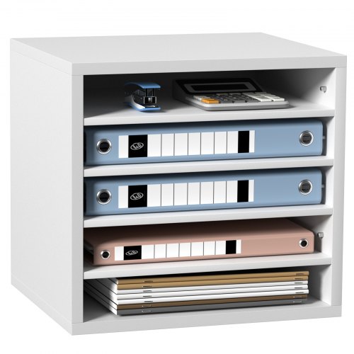 

VEVOR Organisateur de Bureau en Bois 35,5x30,5x33 cm Trieur de Documents à 5 Compartiments Corbeille à Courrier Panneau Aggloméré Étagère Amovible Classeur pour Rangement des Fichiers Magazines École