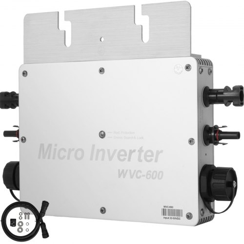 VEVOR Convertisseur Pur Sinus DC à AC 220V, Convertisseur de Tension avec Commutation au Réseau, Onduleur à Onde Sinusoïdale Pure 600W, Automatisation Élevée Technologie MPPT IP65 Appareil Électrique