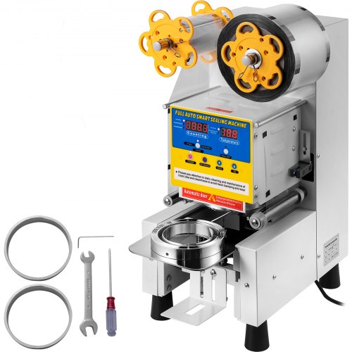 VEVOR Machine à Sceller la Tasse de Thé Automatique 450 W, Scellant à Tasse de Thé à Bulles Modes Manuel et Automatique, Machine de Cachetage de Tasse 220 V Scelleur de Gobelet Bonne Étanchéité