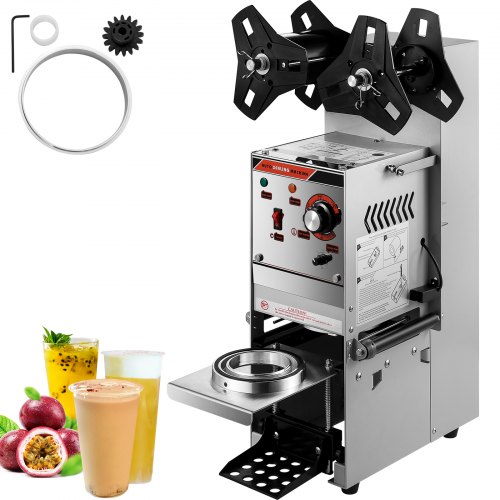 VEVOR Machine De Cachetage De Tasse Semi-Automatique 300-500 tasses/h Scellant Commercial De Tasse De Thé Max. Scellement de 500 Tasses/h Machine à Sceller pour les boissons/la glace/le café chaud