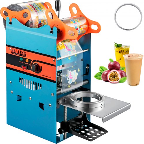 VEVOR Machine De Cachetage De Tasse 300-500 tasses/heure Scellant Manuel Commercial De Tasse De Thé Bleu Machine à Sceller Machine De Scellage De Tasse pour les boissons/la glace et le café chaud