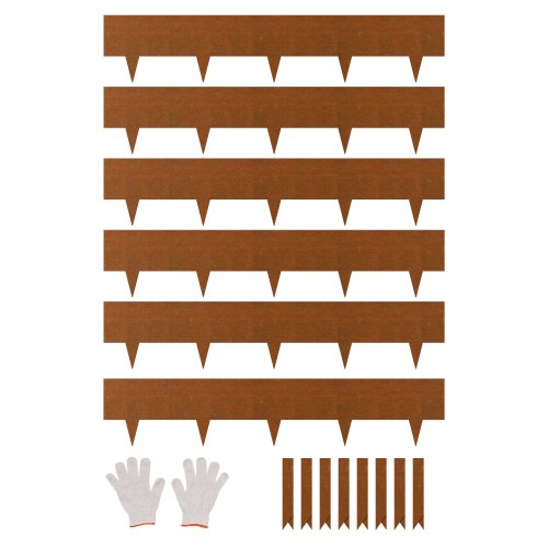 VEVOR Bordure de Jardin en Acier, Lot de 6, Bordures Paysagères en Métal, Résistant aux Intempéries, 1016 x 203,2 mm, Installation Simple, Bandes Plia
