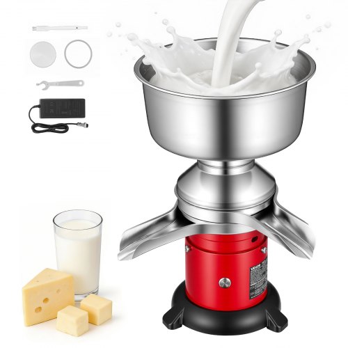 

VEVOR Écrémeuse Électrique 60 L/h, Centrifugeuse à Lait 40 W 10 500 tr/min, pour Crème Écrémée et Séparée Lait de Chèvre et de Vache Ferme, Séparateur Centrifuge de Crème en Inox 304, Bol de 4,5 L