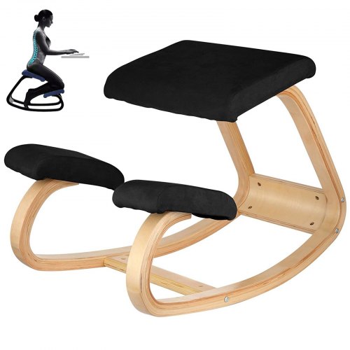 

VEVOR Chaise ergonomique à genoux en bois avec coussin à mémoire de forme noir