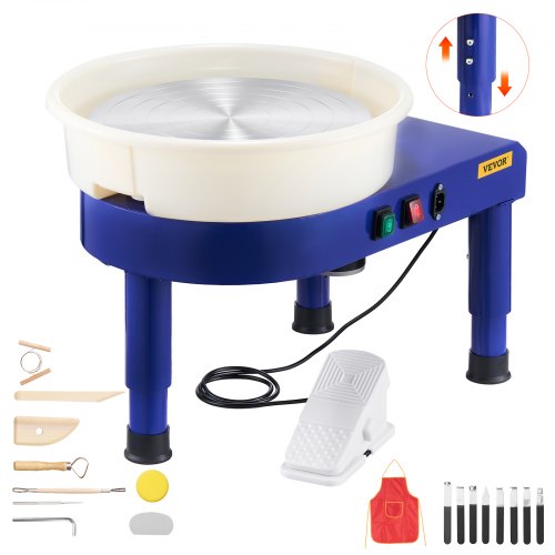 VEVOR Tour de Potier Roue de Poterie 35 cm Vitesse Réglable 60-300 tr/min Bleu