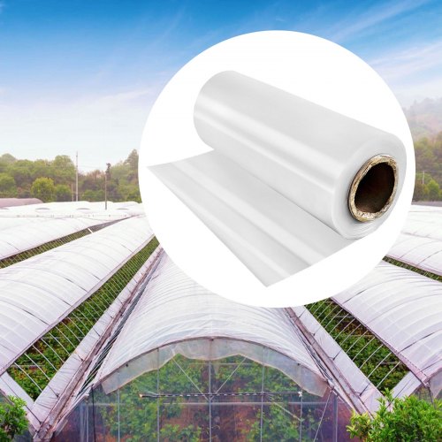 VEVOR Film à Effet de Serre 4,8 x 8,5 m Film Polyéthylène pour Serre 0,15 mm Projets Industriels Résidentiels de Construction de Maçonnerie d'Agriculture d'Aménagement Paysager Housse de Protection