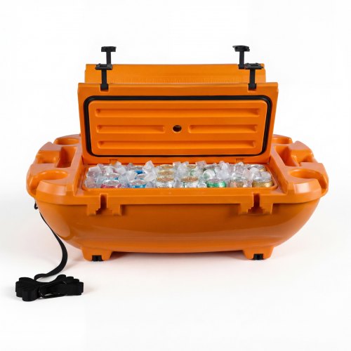 

VEVOR Glacière Flottante 37,9 L, Bar Flottant Rigide en LLDPE, pour Boissons Fraîches sur l'Eau et Terre Piscine Plage, Glacière Amphibie avec Compartiment Sec et Corde de Remorquage, Orange