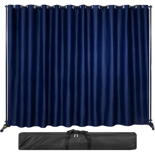 VEVOR Séparateur de Pièce Rideau 3 x 2,4 m Marine Rideau de Séparation Polyester avec Support Mobile Cloison de Séparation Autoportant Paravent Amovible Séparation sans Perçage Bureau Hôpital Salon