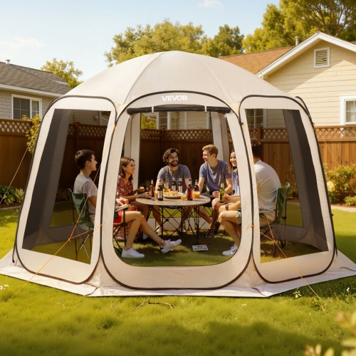 

VEVOR Tente Moustiquaire Pop Up 366x338x230 cm Abri Moustiquaire Pliant 10-12 Personnes Tente Portable pour Jardin Terrasse Cour Activités Plein Air, avec Sac de Transport, Piquets de Fixation, Beige