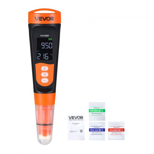 

VEVOR pH Mètre Numérique 0-14 pH, Kit de Testeur pH Portable, Sonde Étanche IP68 avec Étalonnage Automatique à 3 Points, pour Hydroponie, Aquarium, Eau Potable, avec Poudre d'Étalonnage et Écran VA