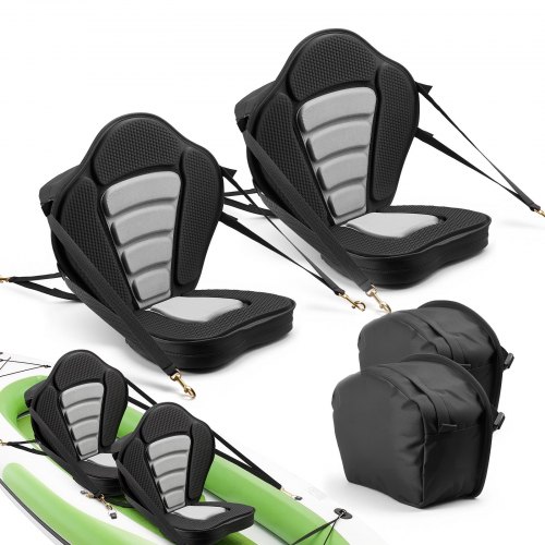 

VEVOR Siège de Kayak Universel 2PCs, Dosseret SUP 53 mm d'Épaisseur, pour Planche à Pagaie Paddle Kayak Gonflable, avec Dossier, Coussin Rembourré Souple, Sac de Rangement et Sangles Réglables
