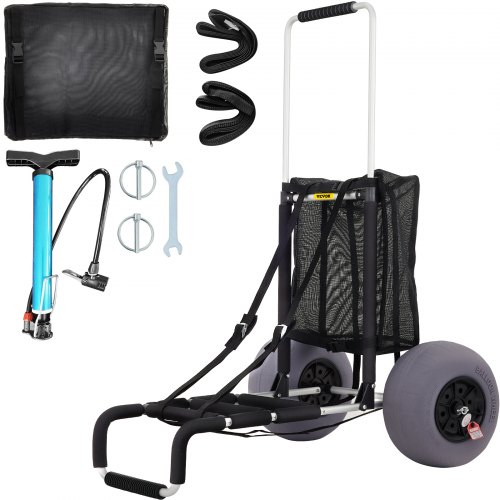 VEVOR Chariot de Plage Pliable Charge 75 kg Chariot de Transport Pliable Tout-Terrain Plateau 58,4 x