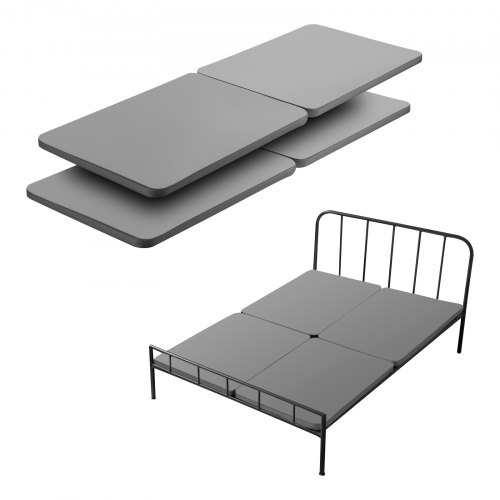 

VEVOR Planche de Lit Queen Size 201 x 148 x 3,8 cm Lot de 4 Pièces, Sommier Panneau avec Tissu Oxford 200D, Support de Matelas en Bois pour Lit Superposé, pour Maison Hôtel Appartement, Gris