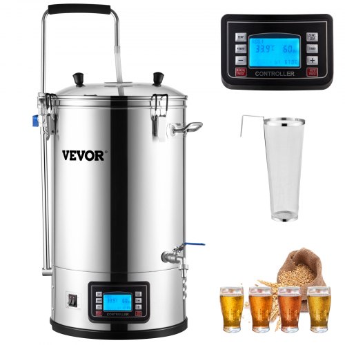 

VEVOR Cuve de Brassage 30 L Système de Brassage de Bière Tout-en-Un Pot 35 L Inox Cuve de Fermentation Bière Électrique avec Pompe de Circulation Écran LCD Machine à Brasser la Bière Brasseur Maison