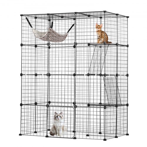 

VEVOR Grande Cage Chat 4 Niveaux Enclos Métallique 1041x711x1397 mm avec Hamac