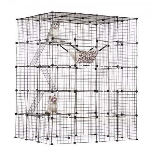 

VEVOR Grande Cage Chat 4 Niveaux Enclos Métallique 1371x1041x1754 mm avec Hamac