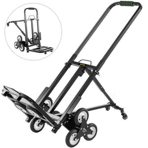 VEVOR Chariot de Transport Pliable Diable Monte Escalier Chariot de Transport à Main 150 kg Chariot Monte Escalier avec Roues 12,7 cm Diable Polyvalent en Acier Produit d'Épicerie 01-03 Noir