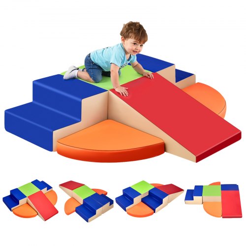 

VEVOR Jouets d'escalade, 6 pièces, blocs d'escalade en mousse pour tout-petits de 6 mois à 3 ans, en cuir PU, jeu d'activités d'escalade intérieur pour ramper, grimper et glisser, facile à nettoyer