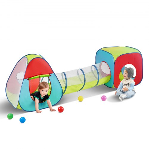 

VEVOR Tente tunnel de jeu 3 en 1 pour enfants, maison de jeu pop-up intérieure/extérieure sac de transport et sangles de fixation comme cadeaux pour garçons, filles, bébés et tout-petits, multicolore