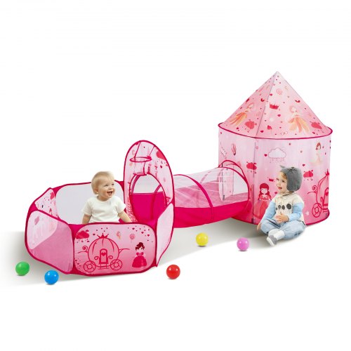 

VEVOR Tente tunnel de jeu 3 en 1 pour enfants, maison de jeu pop-up intérieure/extérieure avec sac de transport et sangles de fixation comme cadeaux pour filles, princesse, garçons, bébés, tout-petits
