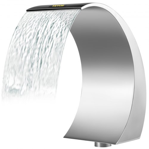 VEVOR Fontaine de la Piscine, Étang 30 x 60 cm Lame d'eau pour Piscine Gris en Acier Inoxydable 304, Cascades Bassin Extérieur, Conception Courbée pour Décoration Votre Cour, Étang de Jardin