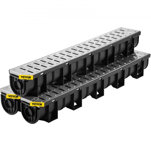 

VEVOR Kit Caniveau Extérieur, Lot de 3, Système de Drainage Tranchée Grille en Acier Inoxydable 15 x 13 x 100 cm, avec 3 Embouts, Connexion à Emboîtement, pour Drain Jardin, Allée, Piscine, Passerelle