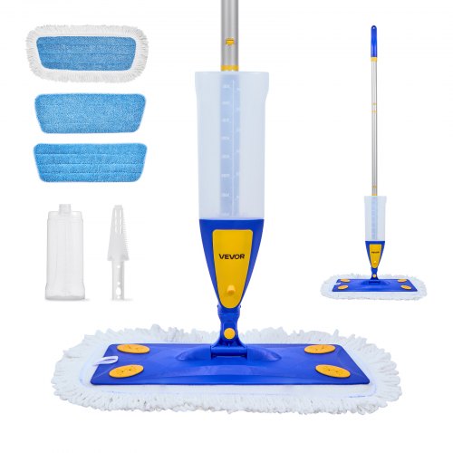 

VEVOR Balais Serpillère Vaporisateur, Balai Lave Sol avec 3 Tampons Lavables en Microfibre et en Coton Torsadé, Réservoir d'Eau Rechargeable 800 mL, pour Nettoyage des Sols secs et Humides, Parquet