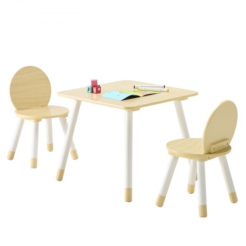 

VEVOR Ensemble table et chaises d'art pour enfants, avec bords arrondis, table enfant avec 2 chaises, bureau en bois pour activités artistiques, bricolage, lecture et dessin, pour classe, garderie