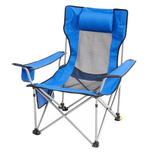 

VEVOR Chaise de Camping Inclinable Portable 150 kg pour Maison Extérieur Bleu