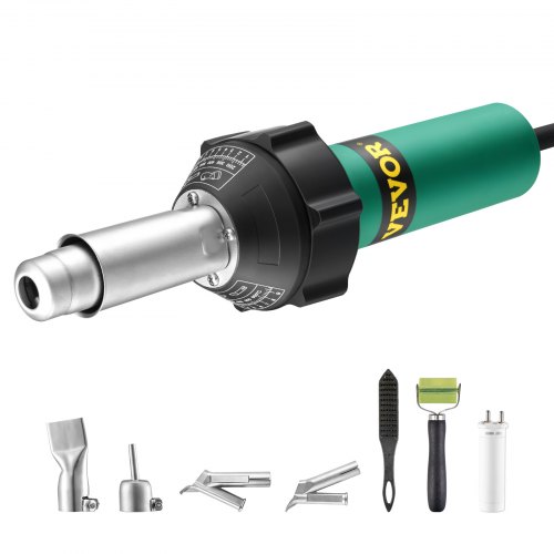 

VEVOR Soudeur Plastique Air Chaud, 1600 W, Pistolet Thermique PVC 50°C-600°C, Kit Soudage Toiture Plastique, avec Accessoires, Buses, Pointes de Soudage Rapide, Rouleau de Couture, pour Film PP PE PVC
