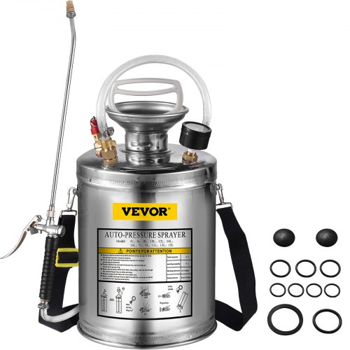 VEVOR Pulvérisateur Acier Inoxydable Pulvérisateur à Pompe Manuelle Capacité 4 L