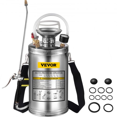 VEVOR Pulvérisateur Acier Inoxydable Pulvérisateur à Pompe Manuelle Capacité 6 L