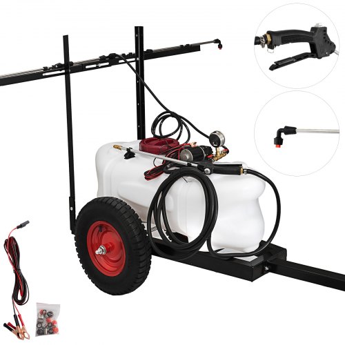 VEVOR Pulvérisateur à Pression 60L Pompe de Pulvérisation 5,5 Bars 2,1 L/Min Pression 3,5 Bars 3,1 L/Min sur Remorque Câble d'alimentation 5m sur Tracteurs VTT Jardin Éliminer Mauvaises Herbes