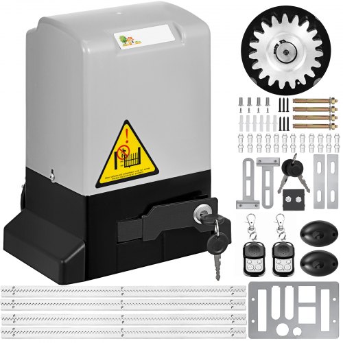 VEVOR 600KG Motorisation Portail Coulissant Ouvre-Porte 2 Télécommandes 370W