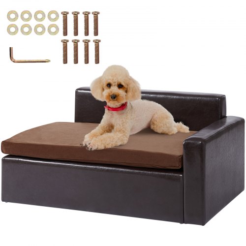 

VEVOR Canapé pour animaux de compagnie, canapé-lit pour chiens et chats de taille moyenne, canapé en cuir souple pour chien, capacité de charge 50 kg, canapé repos confortable pour animaux domestiques