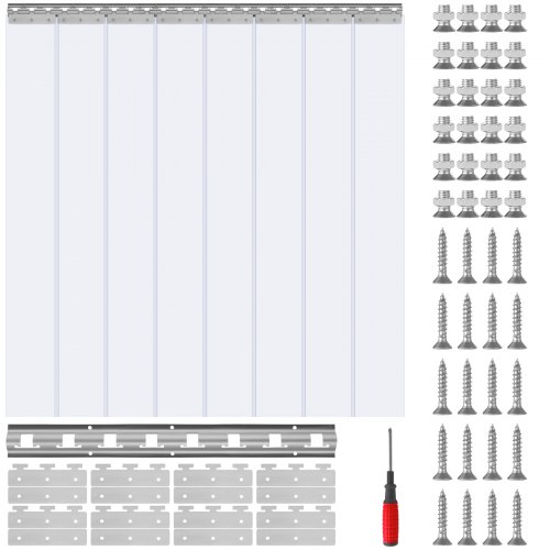 VEVOR Rideau à Lanière PVC 122x213,4 cm Rideau à Lamelles Transparent Porte Bandes Plastique Épaisse