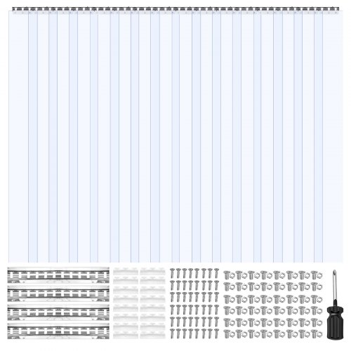 

VEVOR Rideau à Lanière PVC, 244x244 cm, Rideau Lamelles Transparent, 12 Bandes de Porte Plastique Épaisseur 2 mm pour Porte de Chambre Froide, Entrepôt, Refroidisseur de Supermarché, Chevauchement 50%
