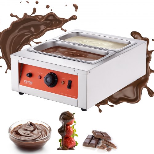 VEVOR Tempéreuse à Chocolat Commerciale 1500 W Bain-Marie Électrique pour Chocolat 2 Cuves de 3,3 L 