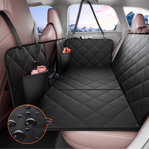 

VEVOR Housse de Siège Arrière Voiture pour Chien, 133x63 cm, Couverture de Protection de Siège, avec Fond Rigide, Charge 158 kg, avec Fenêtre en Maille, Poche de Rangement, pour Voitures SUV Camions