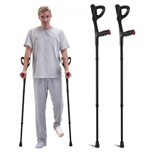 

VEVOR Béquilles d'Avant-bras 2PCS, Béquilles de Marche Pliables Réglable en Hauteur 10 Niveaux, Manche Supérieure Ouverte, Béquilles Médicales Légères, pour Adultes, Chirurgie, Blessure aux Jambes