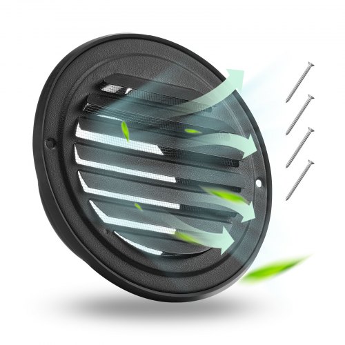

VEVOR Grille d'Aération Murale, 97 mm, Grille de Ventilation Ronde à Persiennes Acier Inoxydable, Lot de 2, avec Écran de Protection Intégré, pour Murs, Salle de Bain, Garage, Cuisine, Sous-sol, Noir