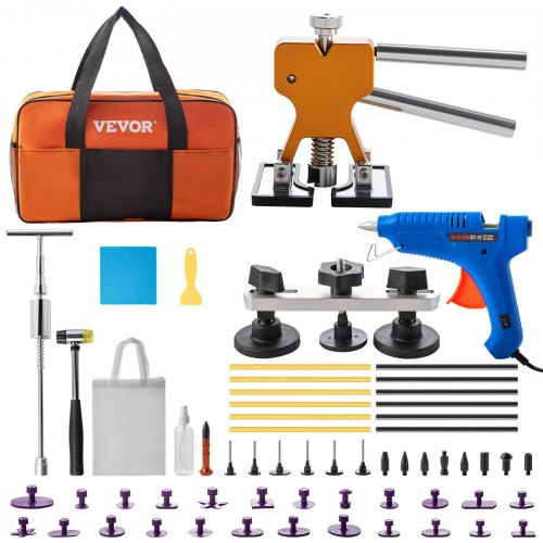 VEVOR Kit Débosselage Carrosserie 60PCS Outil Débosselage sans Peinture avec Extracteur Doré et Pont