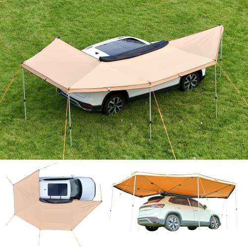 

VEVOR Auvent 270 Degrés 6,08x2,10 m Auvent Voiture Latéral Rétractable Abri Autoportant Toutes Saisons Imperméable UV50+ pour Véhicule SUV Fourgonnettes Camionnettes Camping, avec Sac de Rangement