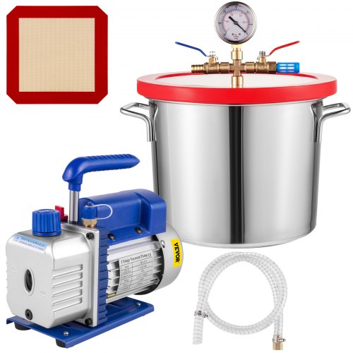 1.8 CFM 1/4 HP 1 Etage Pompe à Vide avec Chambre sous Vide 2 gallons Electrique