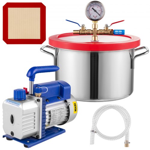 Chambre sous Vide 1,5 gallons avec Pompe à Vide 3CFM 1/4HP 85L/min Réfrigération
