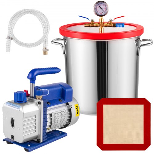 VEVOR Kit de Pompe à Vide avec Chambre à Vide de 22 litres (5 gallons) à Un étage de 3 PCM et 1/4 CV - Kit de réfrigération CVC A/C