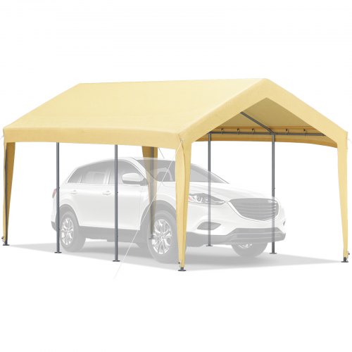 VEVOR Abri de Voiture 3 x 6 m Auvent Tonnelle Garage 8 Poteaux Acier Galvanisé Tente Carport Pergola