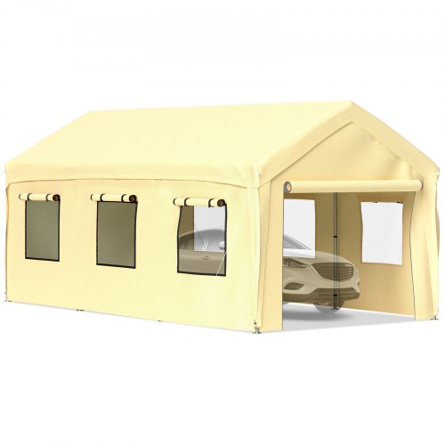 VEVOR Abri Voiture 3x6 m Auvent Tonnelle Garage 8 Poteaux Acier Galvanisé Tente Carport Pergola Paro